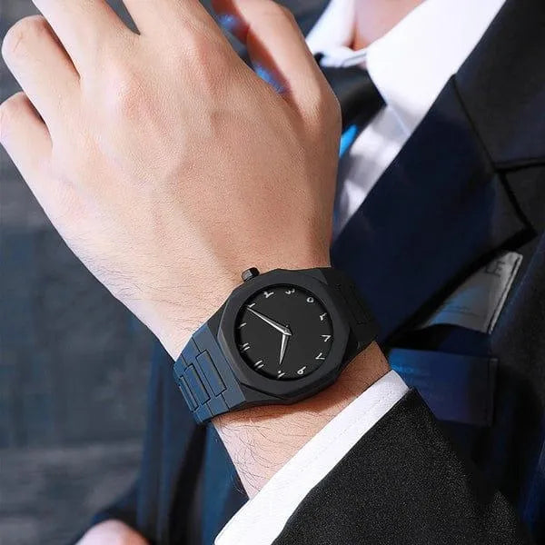 "The Obsidian Arabic" – Premium Matte Black Minimalist Timepiece